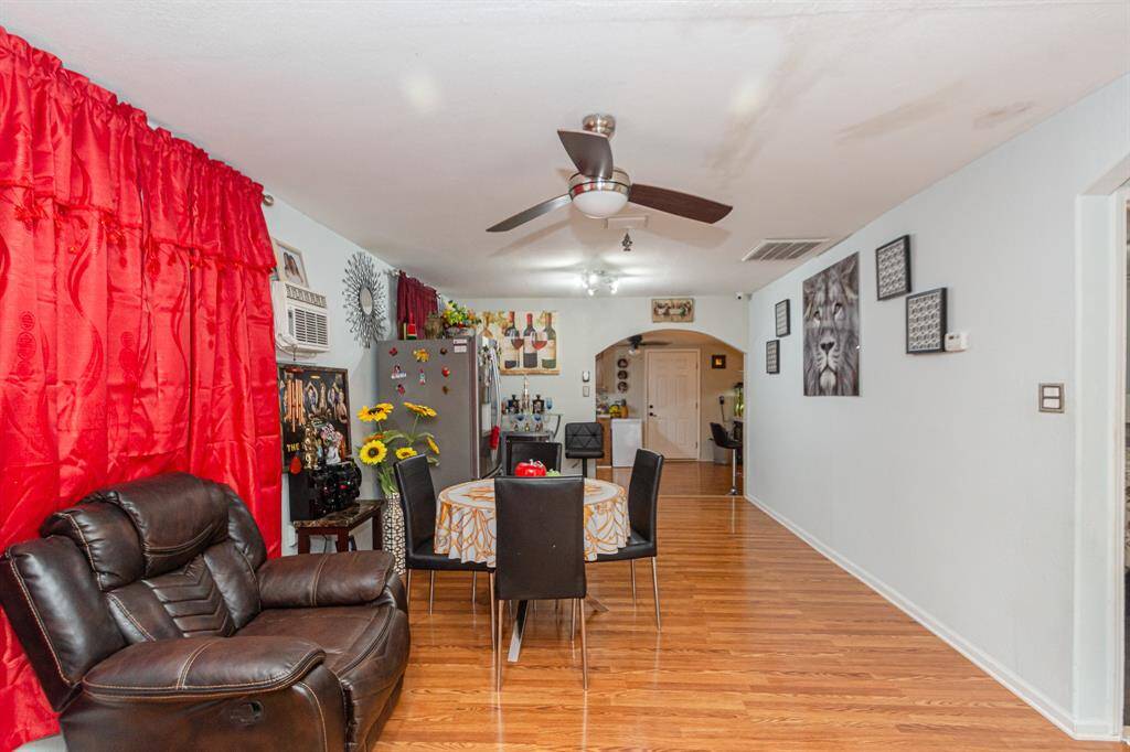 The dining area is large enough for a bigger table if you want.
