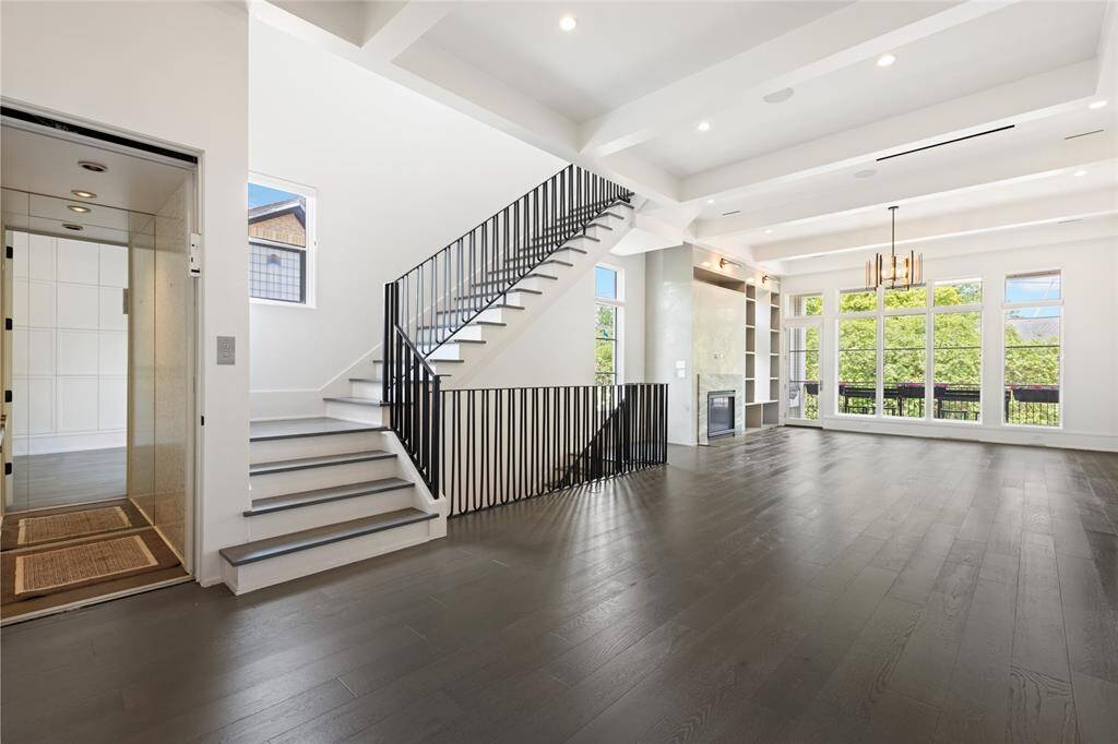 View of living area and elevator