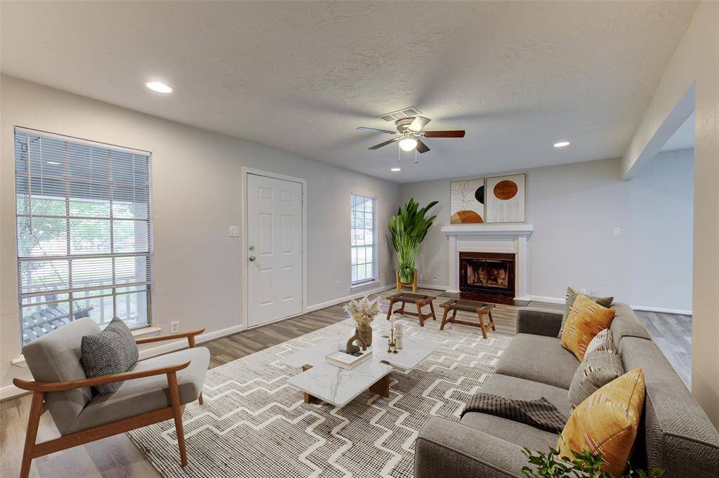 Virtual staging of large and open master bedroom of the main house.