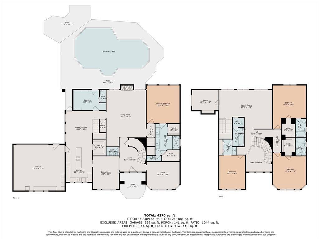 Take a look at the combined floorplan reflecting both levels of the home.