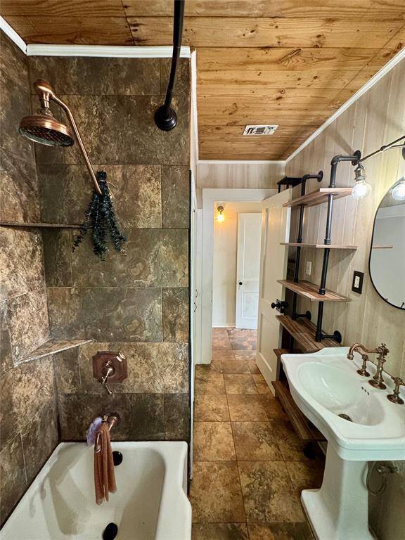 Full bathroom with lots of character.