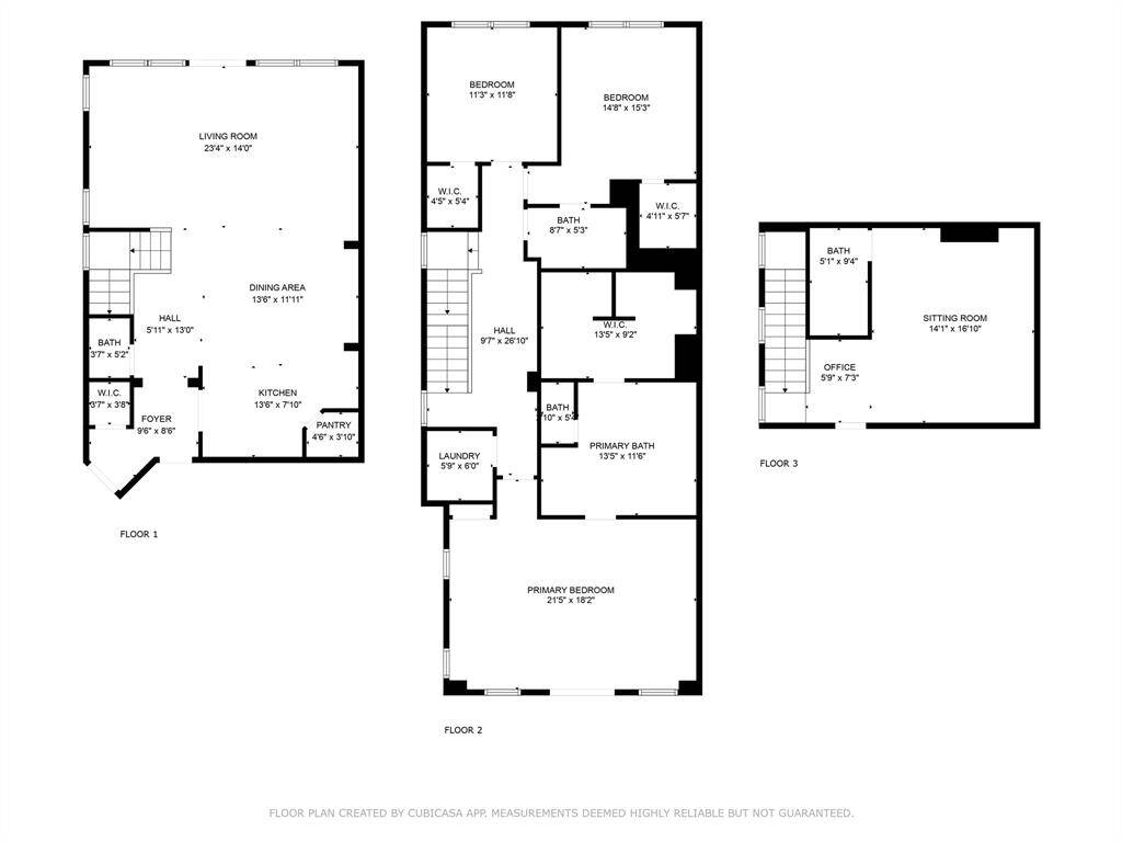 Three-story floor plan.