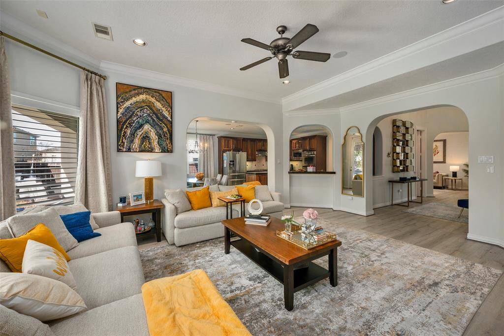 the living room at the heart of this home