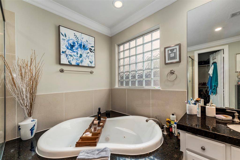 with soaking tub and separate shower