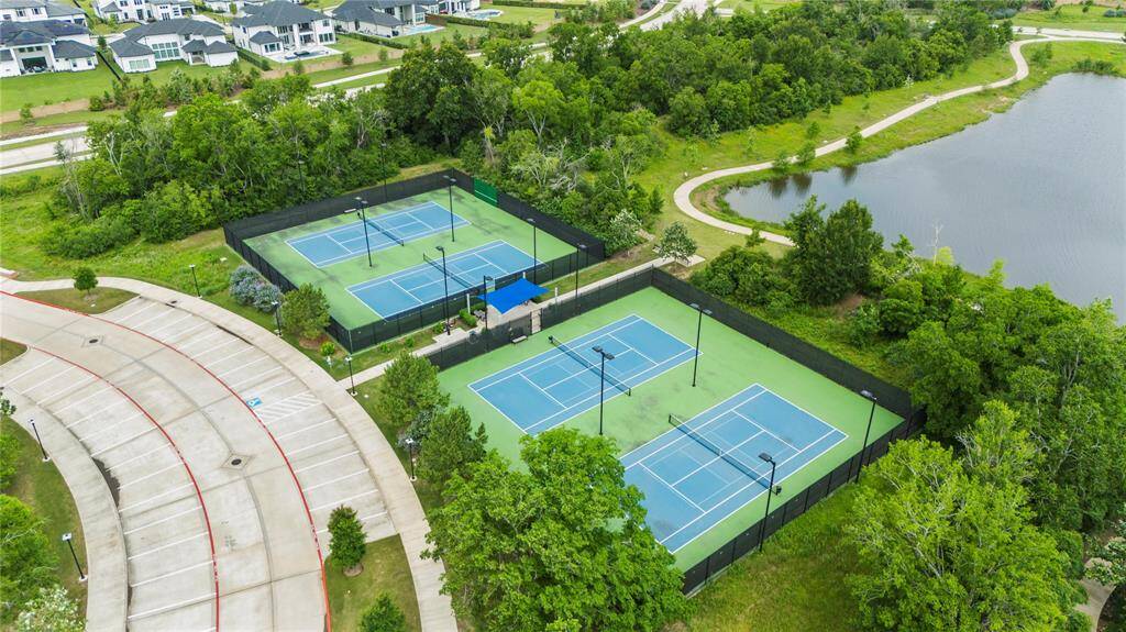 Lighted tennis courts.