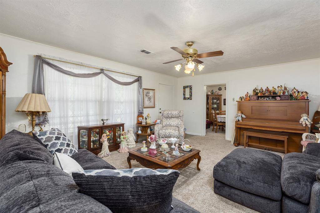 Cozy living room at the front of the house
