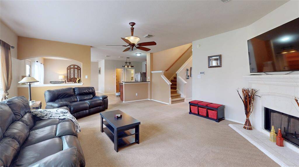 Living room with electric fireplace