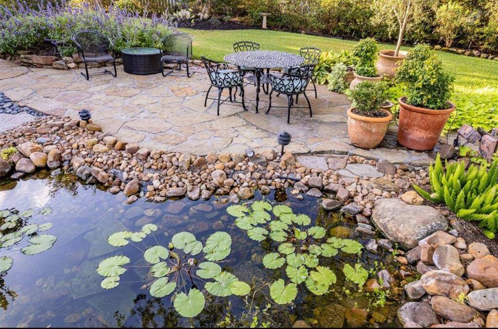 pond providing tranquility in the backyard!