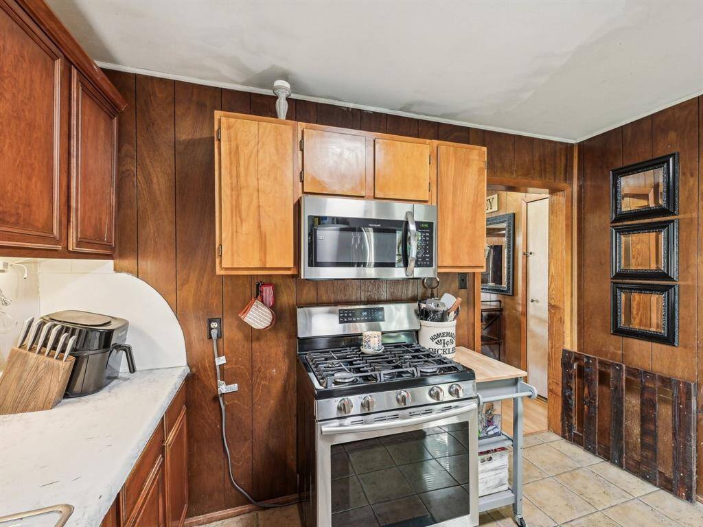 This home has a built-in microwave, too!