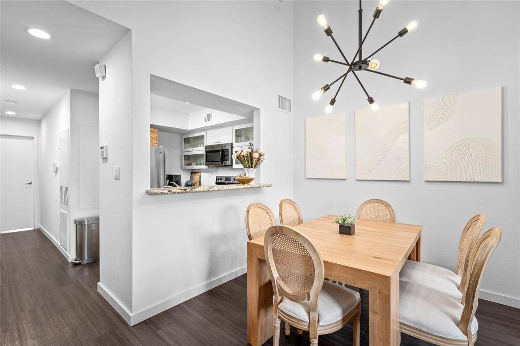 Kitchen open to dining/living combo. for an open feel.