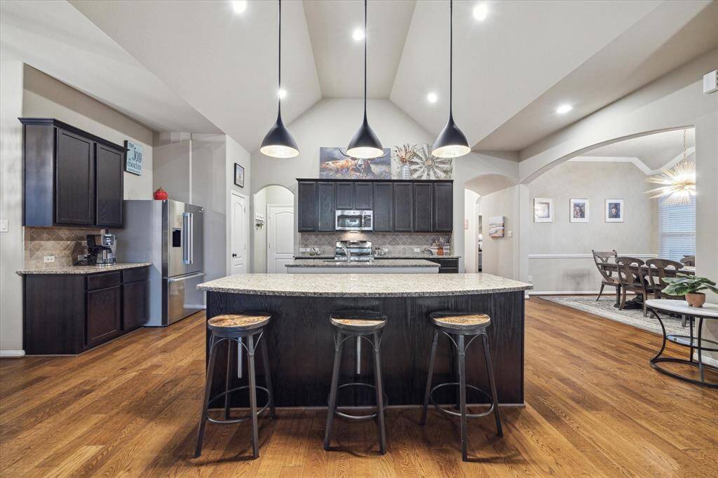 Sip your morning coffee at the dine-in kitchen island.