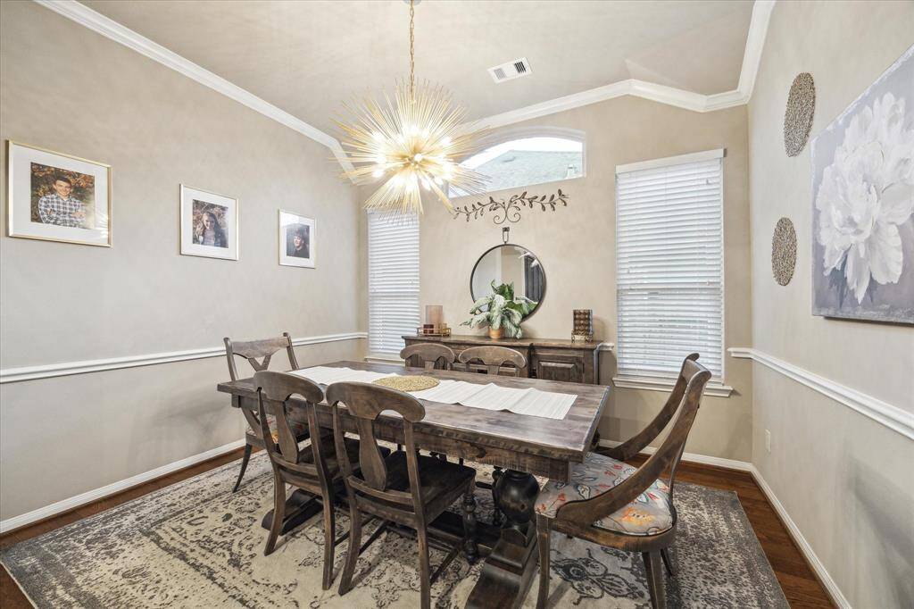 A separate dining room offers a formal space to entertain guests.