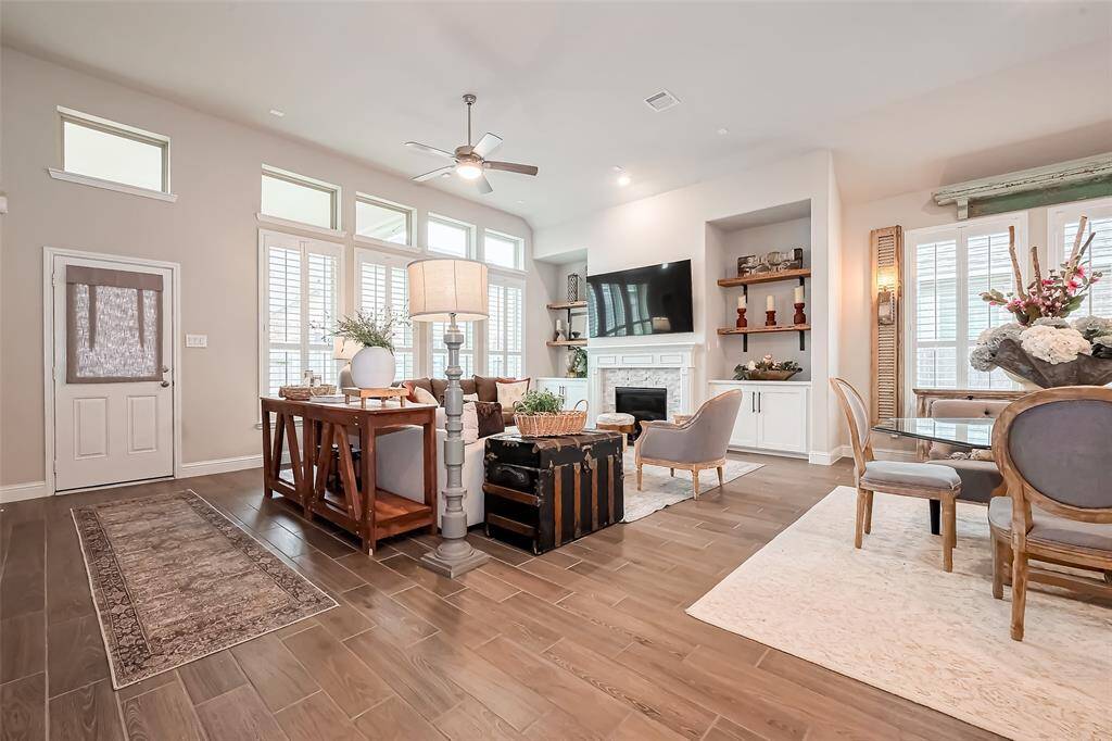 The tall ceilings make this large room feel even more spacious