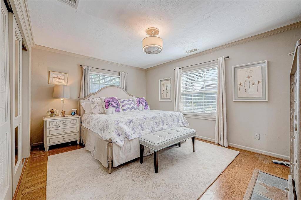 Back bedroom gives a spa vibe with custom gold plated fixtures and direct access to the pergola and back gardens.