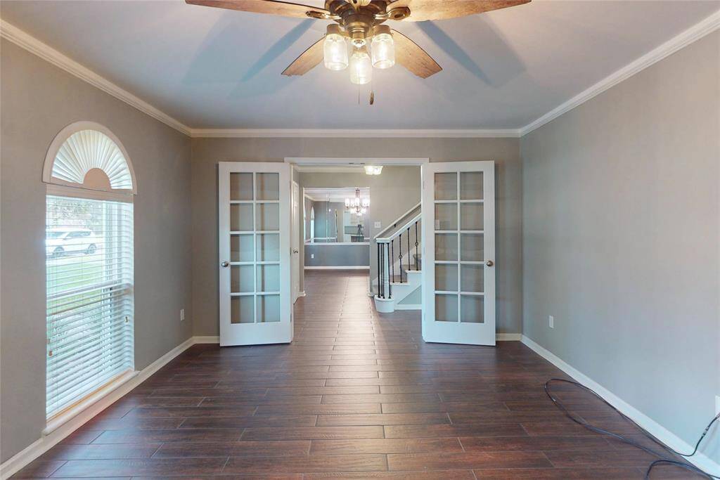 Another view of the study with French doors.