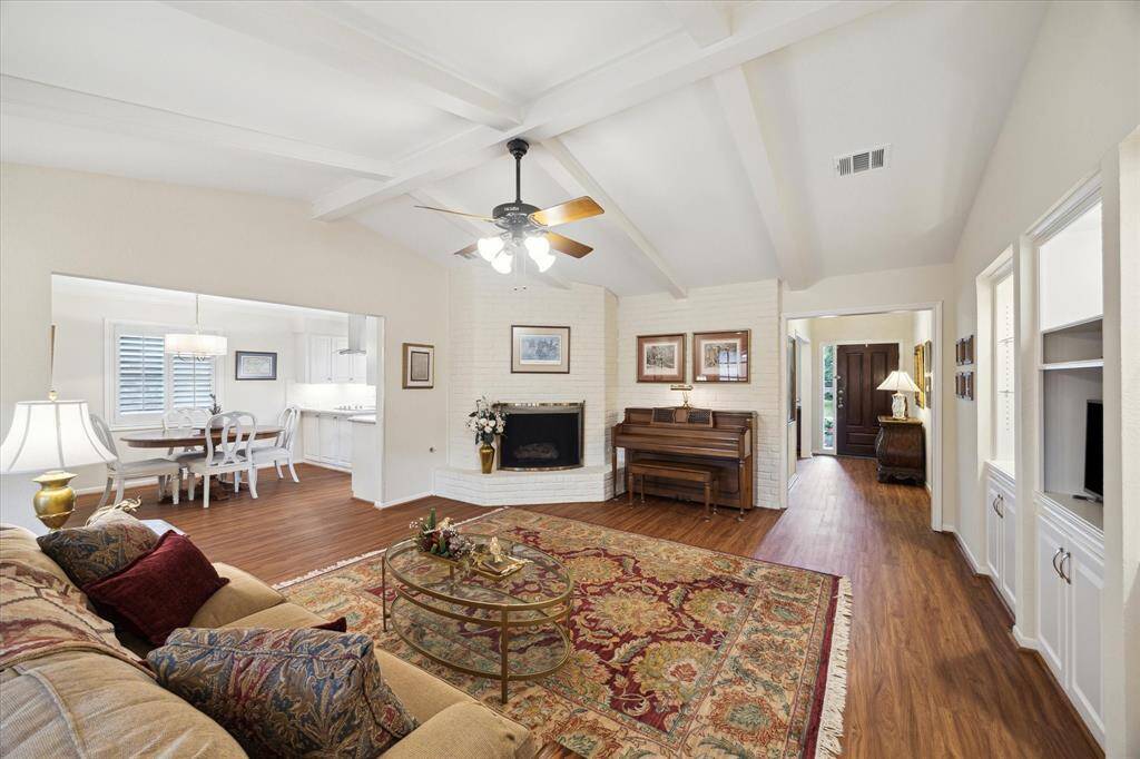 Another view of the family room shows the spaciousness of this area aswell as the corner fireplace.