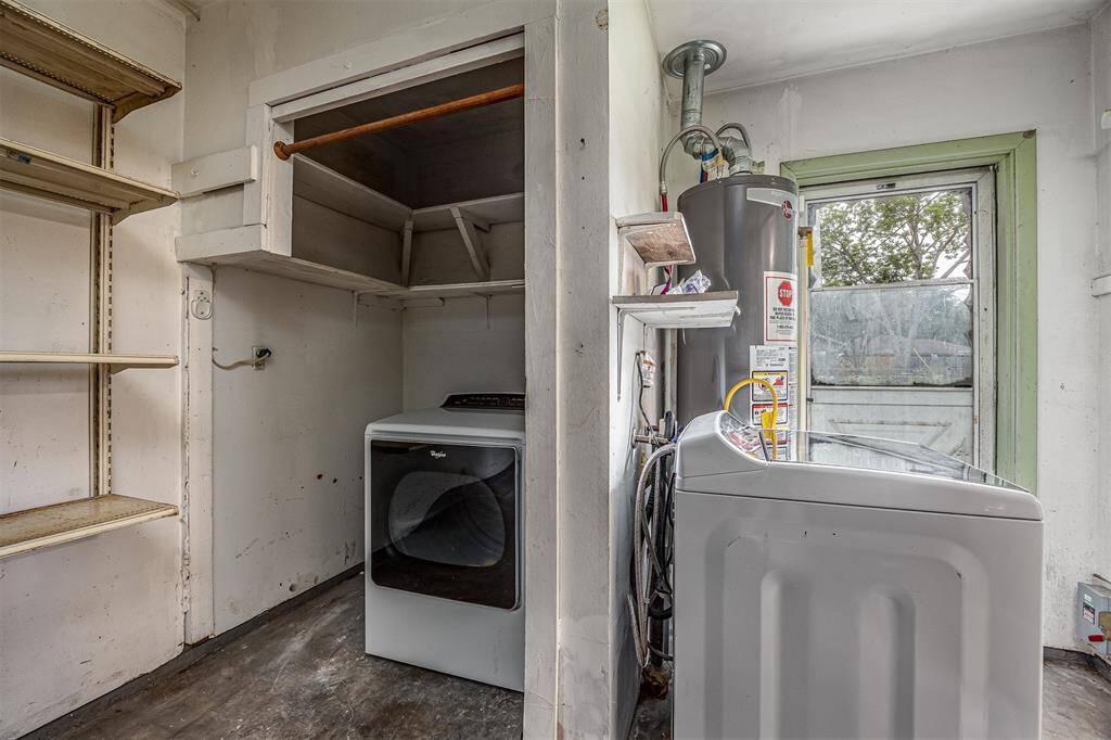 Garage has laundry area and comes with washer and dryer