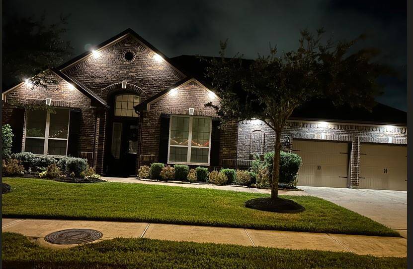 Front of house at night