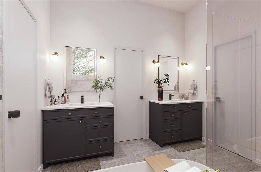 Primary Bathroom: Digital Rendering and Digitally Staged.