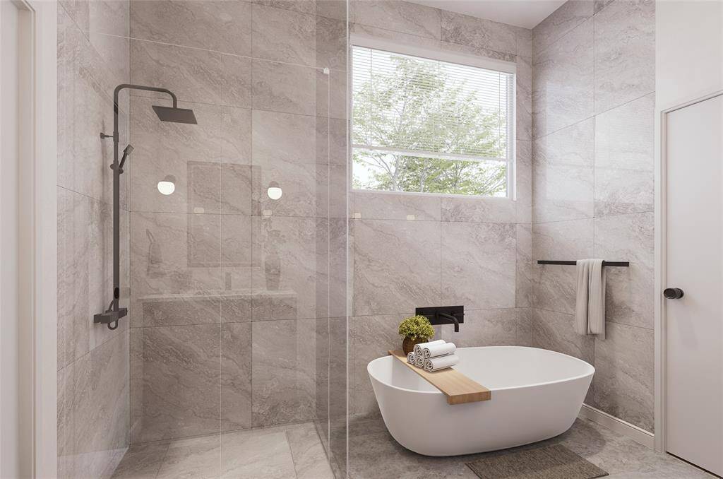 Primary Bathroom: Digital Rendering and Digitally Staged.