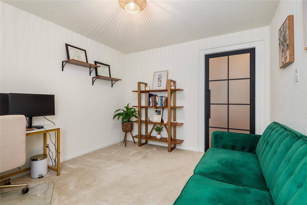 Flex space has a beautiful door that elevates the space!