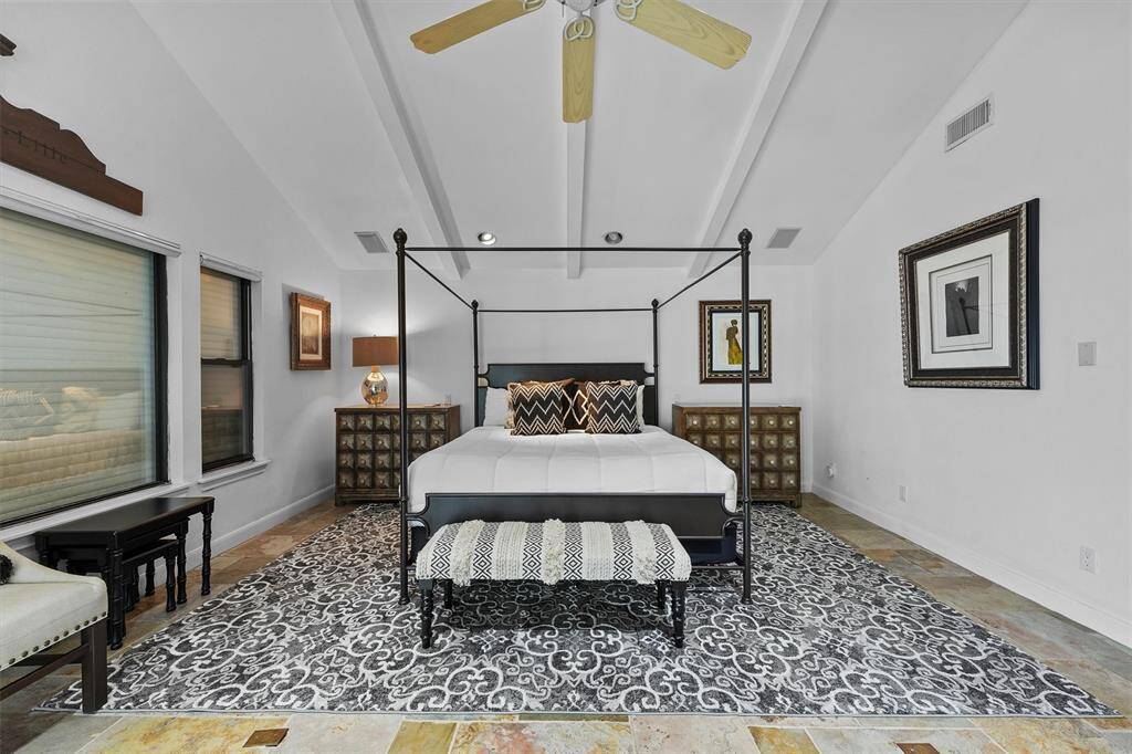 This view highlights the symmetry and sophistication of the room.