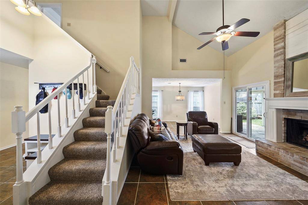 Upstairs there are 2 bedrooms and a full bathroom