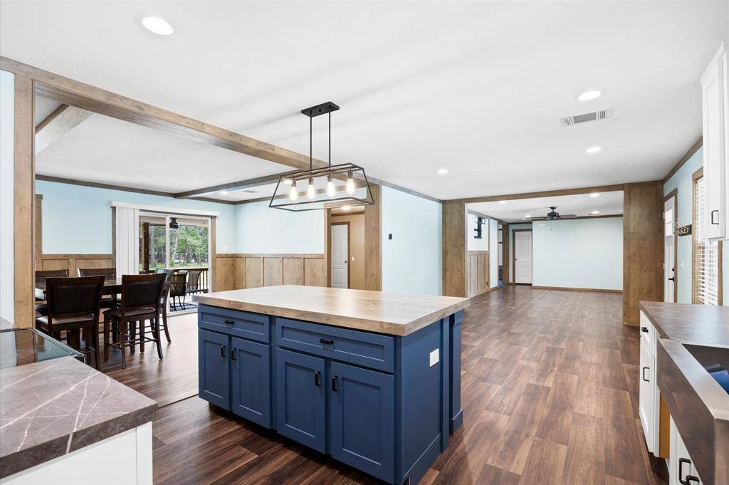 Kitchen area open to the dining and living space.