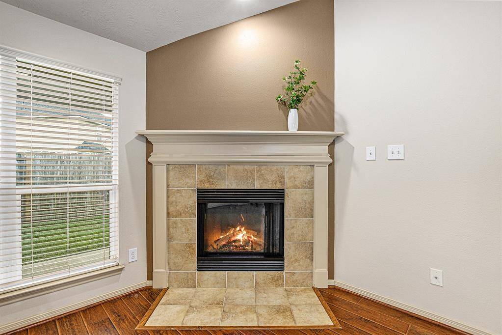 Cozy gas log fireplace for winter days