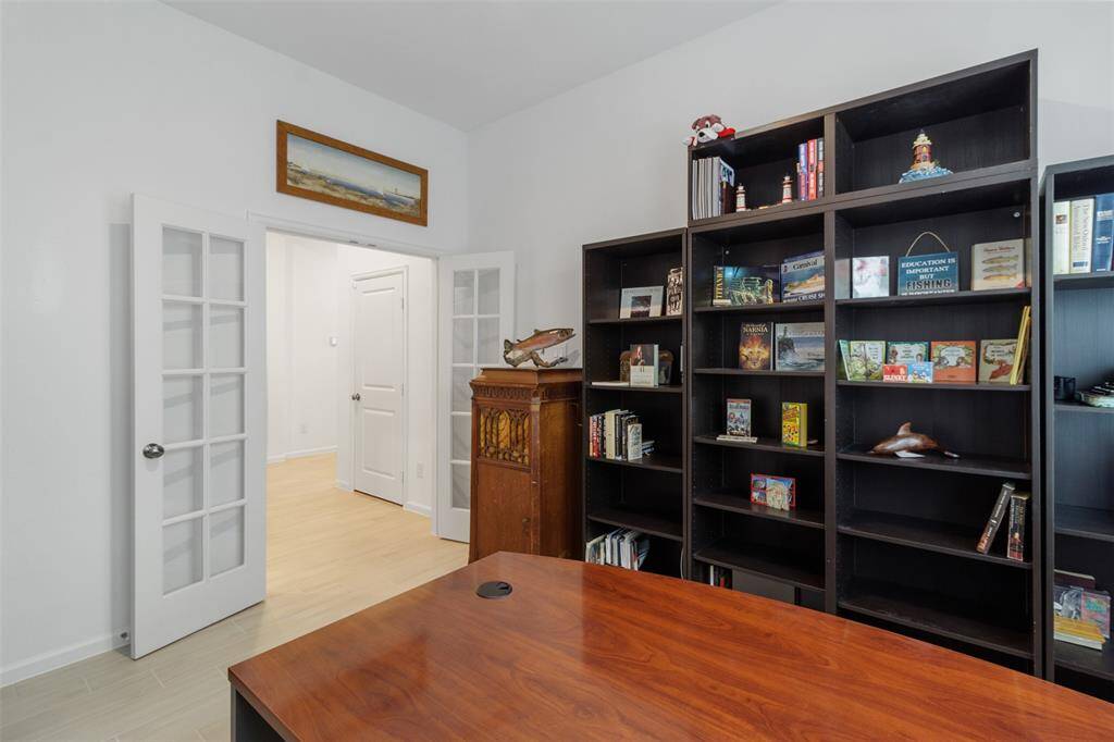 The double doors allow for privacy and a quiet work environment.