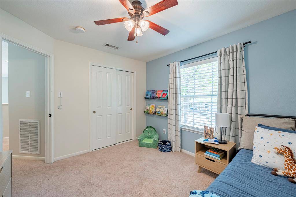 This bedroom is in the front of the home. And closest to the bathroom which can be important!