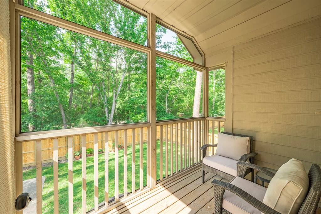 An A+ bonus! Enjoy this lovely screened in porch off the primary bedroom. Morning coffees. Private times. And also the perfect location for surveilling the backyard!