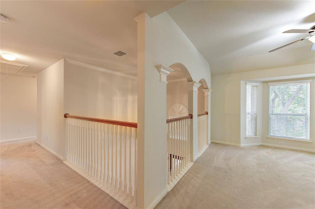 Media room upon entering the second floor
