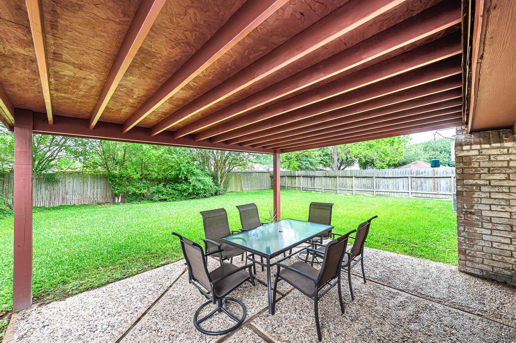Large covered back patio.
