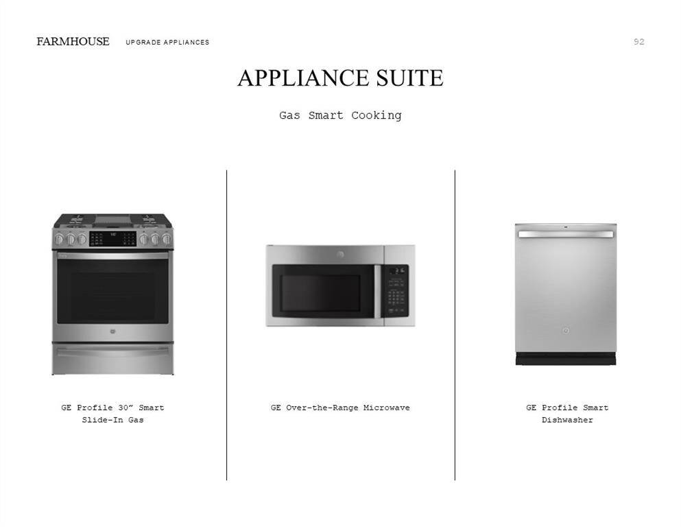 Farmhouse Look Palette 1: Appliance Selection Sheet (*Artist rendering used for illustration purposes only.)