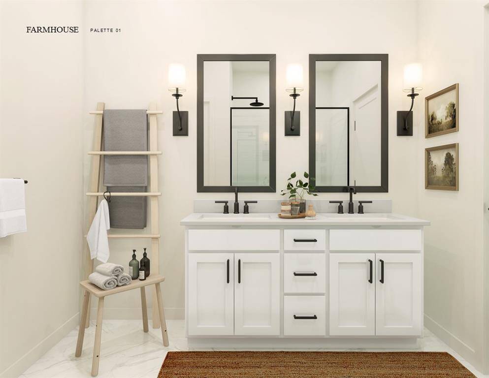 Farmhouse Look Palette 1 Primary Bathroom (*Artist rendering used for illustration purposes only.)