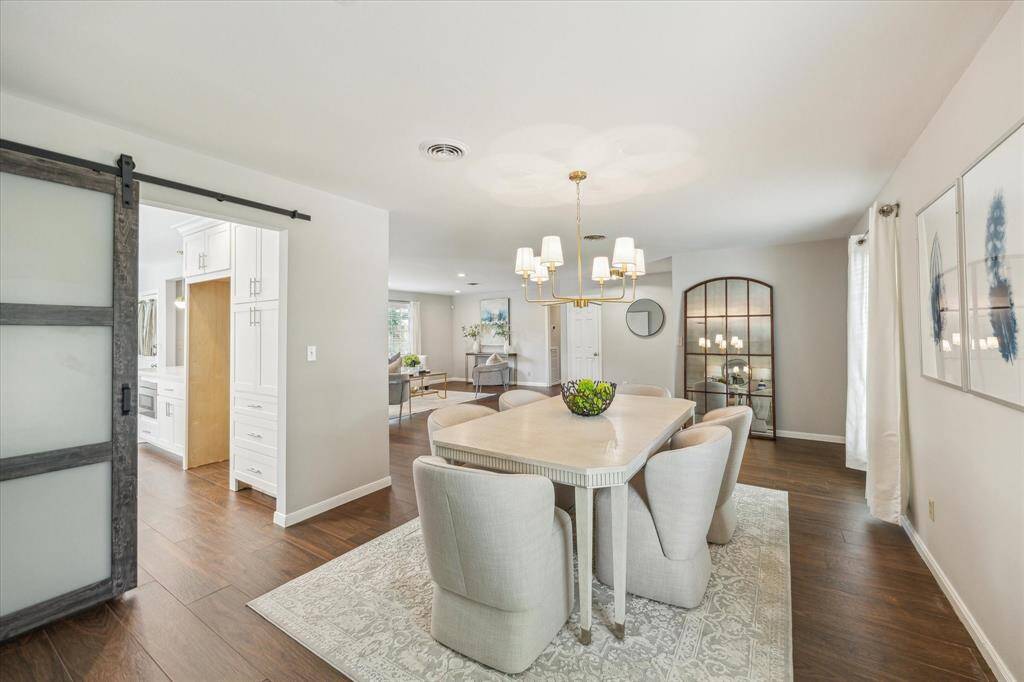 If home office or flex space is desired, a wall could easily be extended here off the kitchen to add an extra room in addition to the dining area.