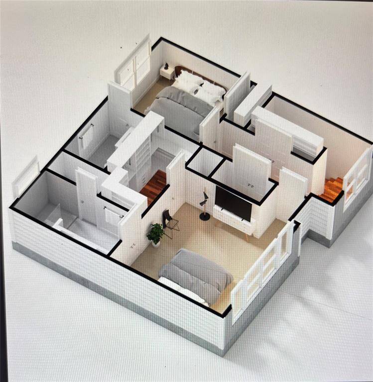 3rd Floor rendering - Primary bed/bath, Secondary bed/bath, Utility room