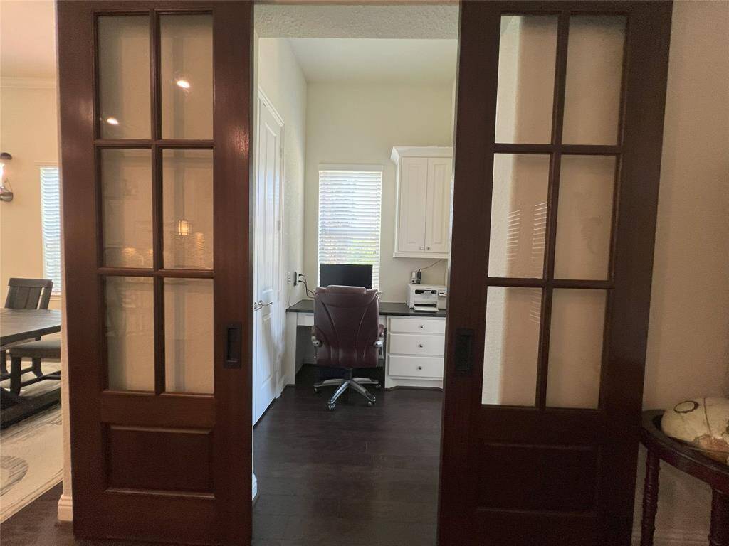 Office with double sliding door