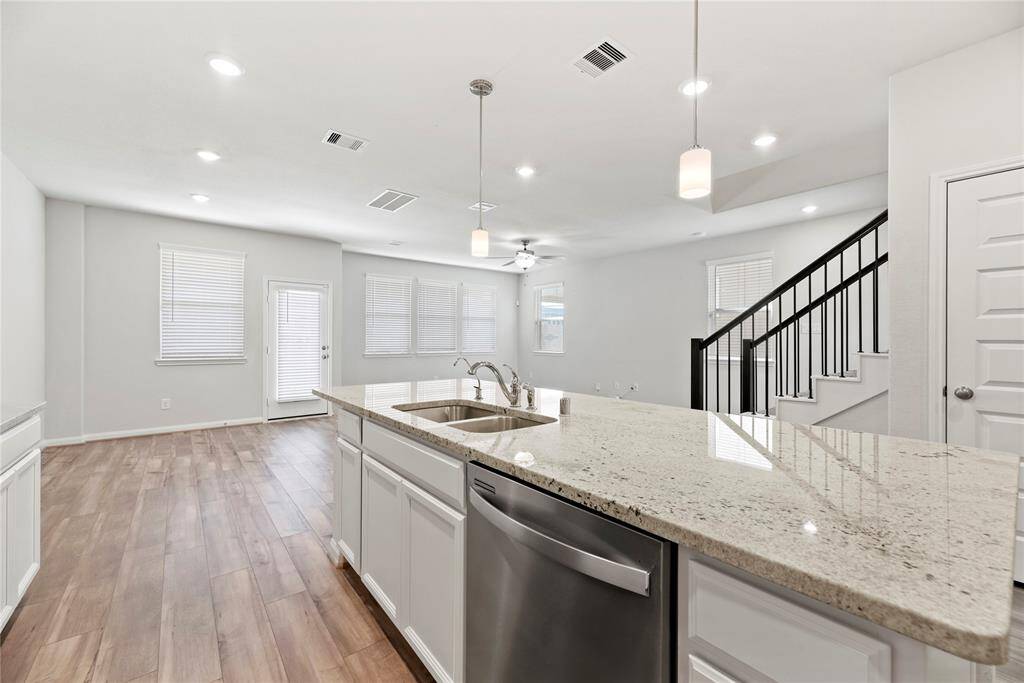 Close up of the sleek countertops.