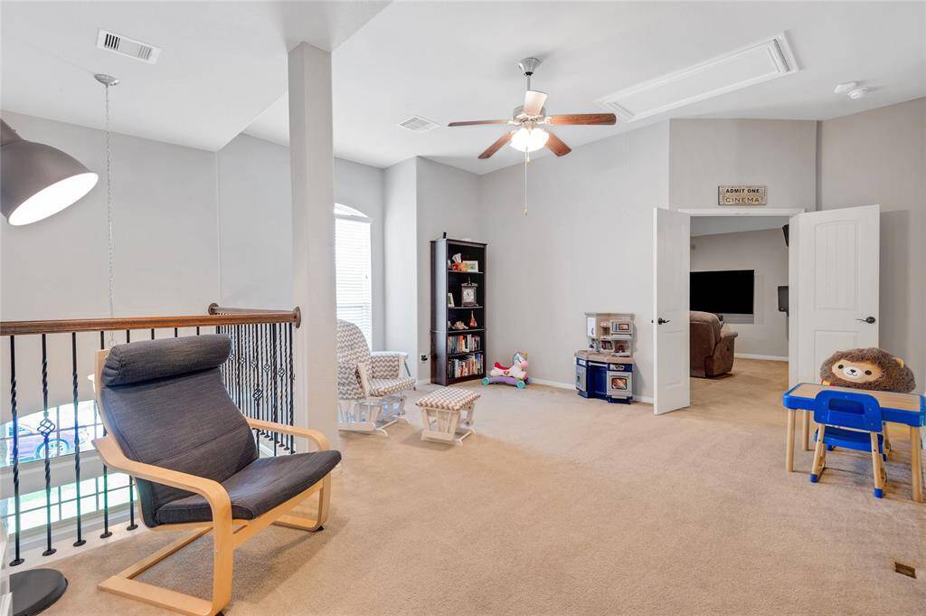 Upstairs we go, first on the tour is the loft style game room.   Plenty of space for a play room , craft niche, or whatever you need it to be.