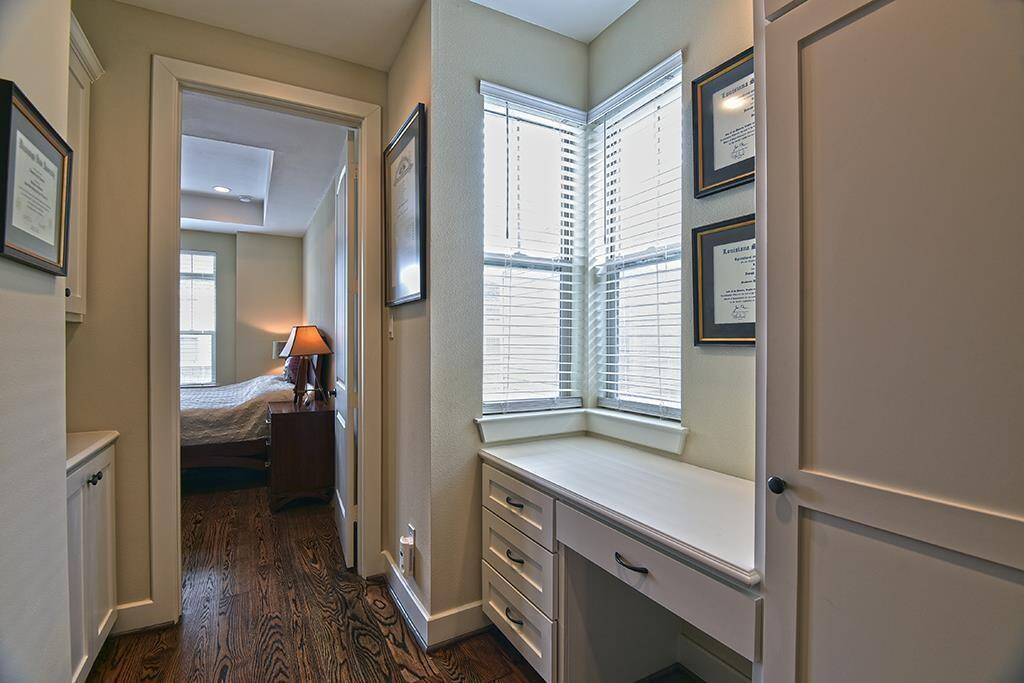 Office nook on the 3rd floor offers a desk space as well as extra storage