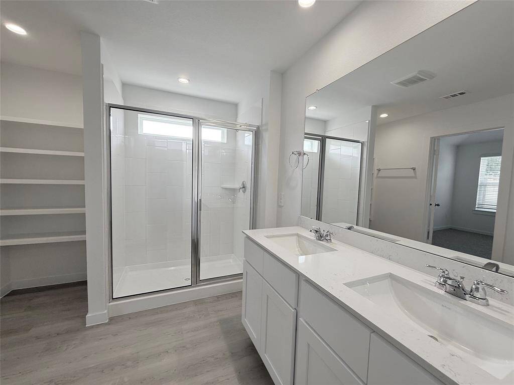 Extended shower in master bathroom