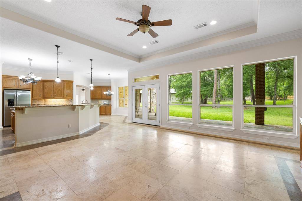 A wall of windows to bring the natural light in.