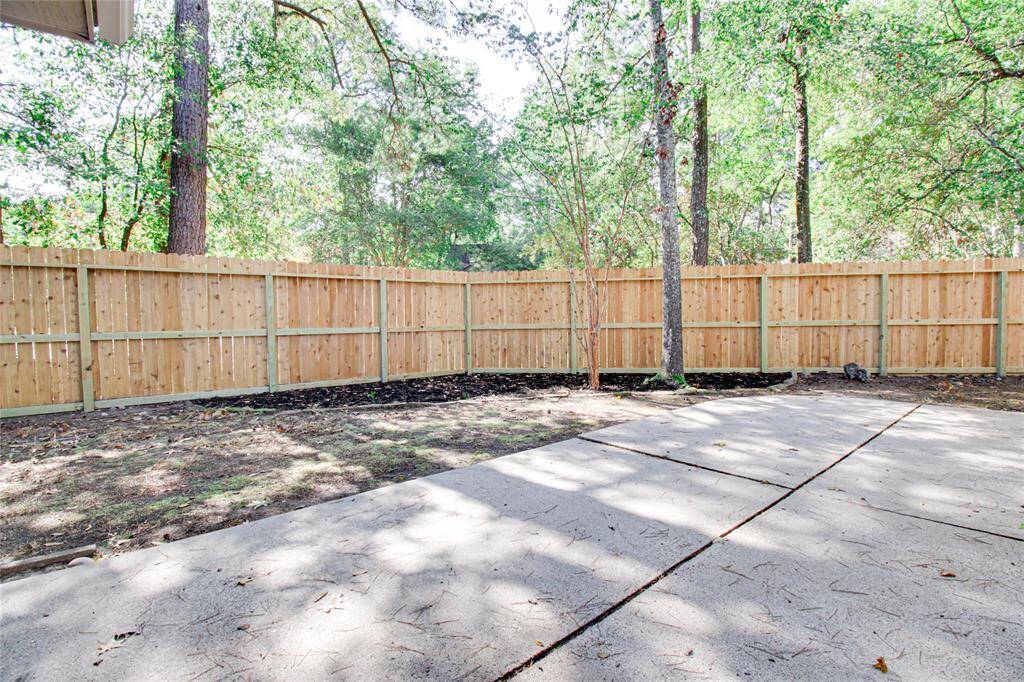 Back yard with new fence.