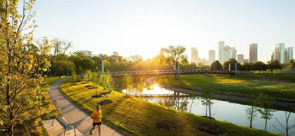 Buffalo Bayou Park walking and jogging paths close by.