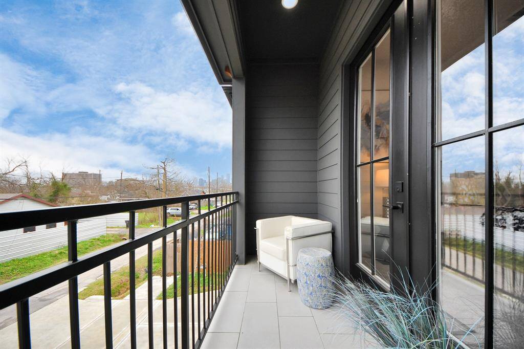 Private balcony in the primary bedroom