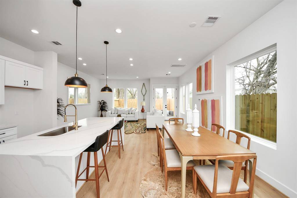 Kitchen open to dining area