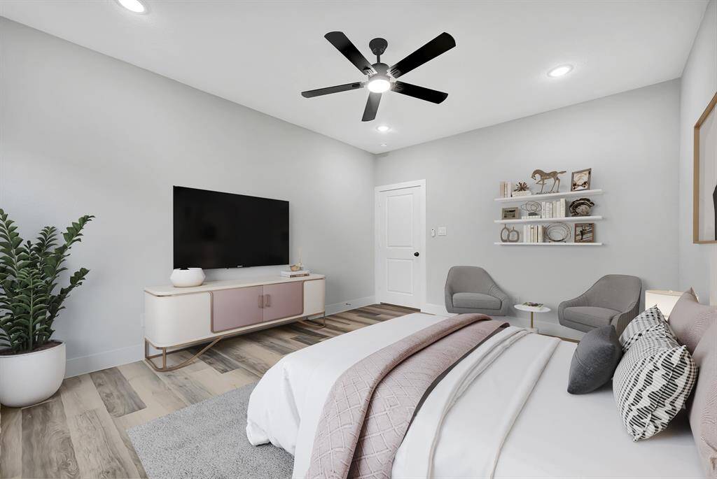 Staged picture of the Master bedroom downstairs