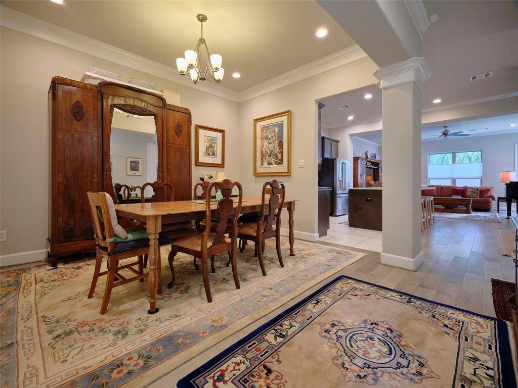 Generous dining space can accommodate even the largest of tables